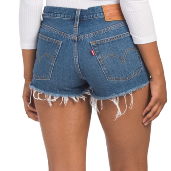 LEVI’S 501 Indigo Mid Rise Cutoff Jean Shorts - Picture 2 of 8